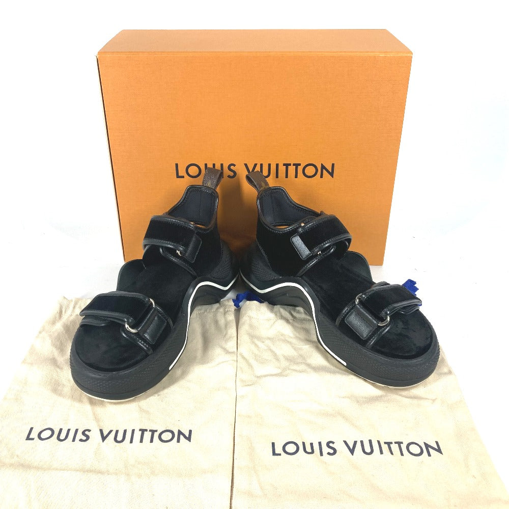 LOUIS VUITTON Sandals Leather, Suede black Arc light Sports sandals Women 37 1/2 Used Authentic
