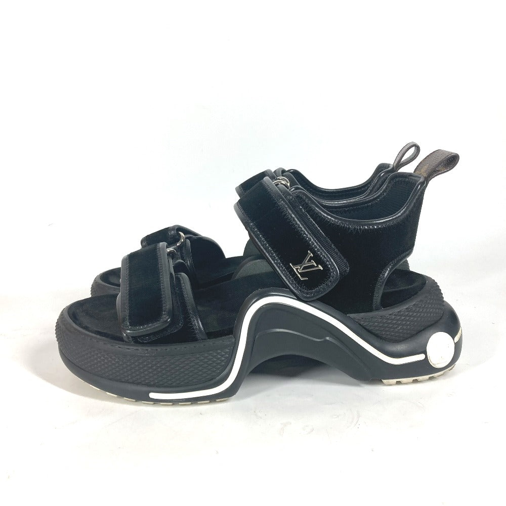 LOUIS VUITTON Sandals Leather, Suede black Arc light Sports sandals Women 37 1/2 Used Authentic