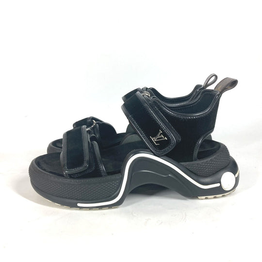 LOUIS VUITTON Sandals Leather, Suede black Arc light Sports sandals Women 37 1/2 Used Authentic