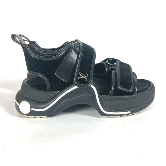 LOUIS VUITTON Sandals Leather, Suede black Arc light Sports sandals Women 37 1/2 Used Authentic