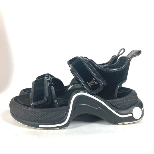 LOUIS VUITTON Sandals Leather, Suede black Arc light Sports sandals Women 37 1/2 Used Authentic