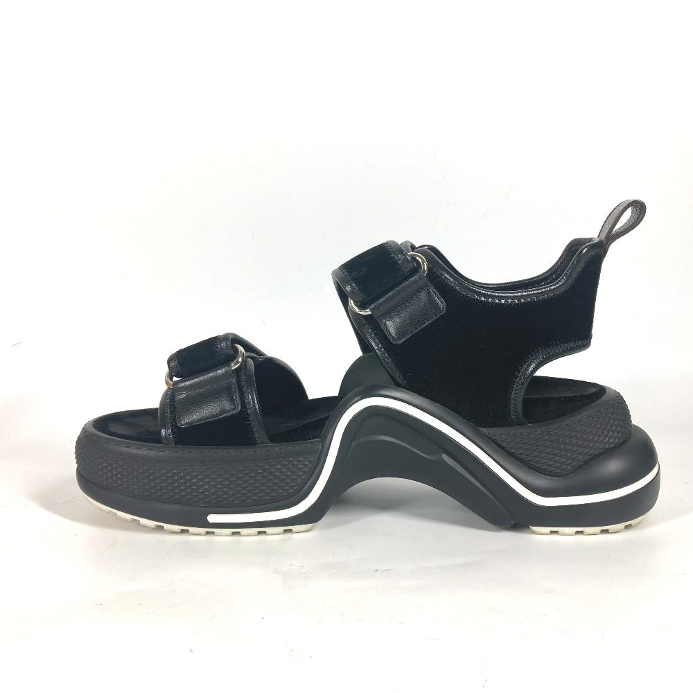 LOUIS VUITTON Sandals Leather, Suede black Arc light Sports sandals Women 37 1/2 Used Authentic