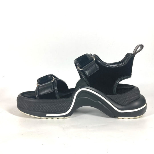 LOUIS VUITTON Sandals Leather, Suede black Arc light Sports sandals Women 37 1/2 Used Authentic