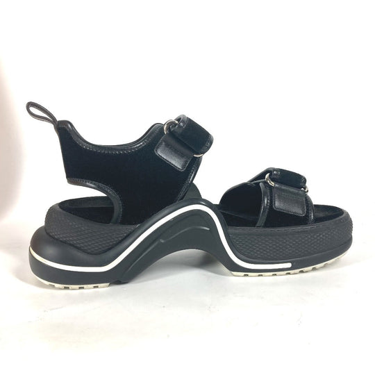 LOUIS VUITTON Sandals Leather, Suede black Arc light Sports sandals Women 37 1/2 Used Authentic