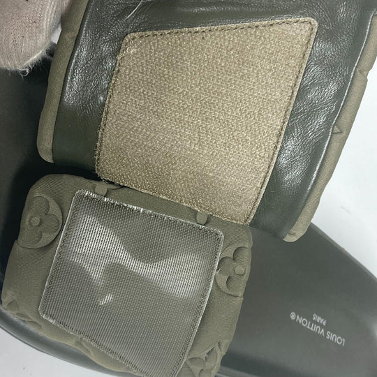 LOUIS VUITTON Sandals 1AA1EB Fabric, Technical khaki Monogram POOL PILLOW COMFORT MULES Women 38 Used Authentic