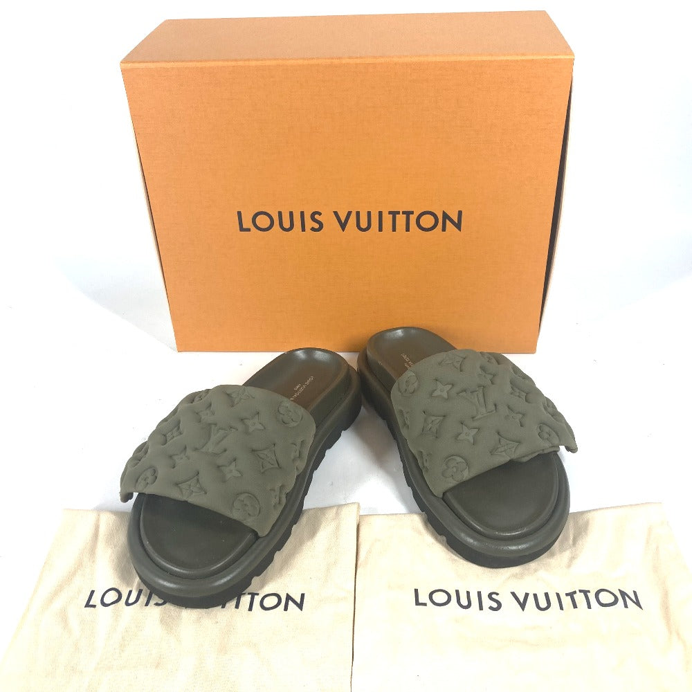 LOUIS VUITTON Sandals 1AA1EB Fabric, Technical khaki Monogram POOL PILLOW COMFORT MULES Women 38 Used Authentic