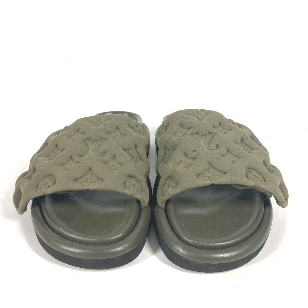 LOUIS VUITTON Sandals 1AA1EB Fabric, Technical khaki Monogram POOL PILLOW COMFORT MULES Women 38 Used Authentic