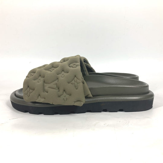 LOUIS VUITTON Sandals 1AA1EB Fabric, Technical khaki Monogram POOL PILLOW COMFORT MULES Women 38 Used Authentic
