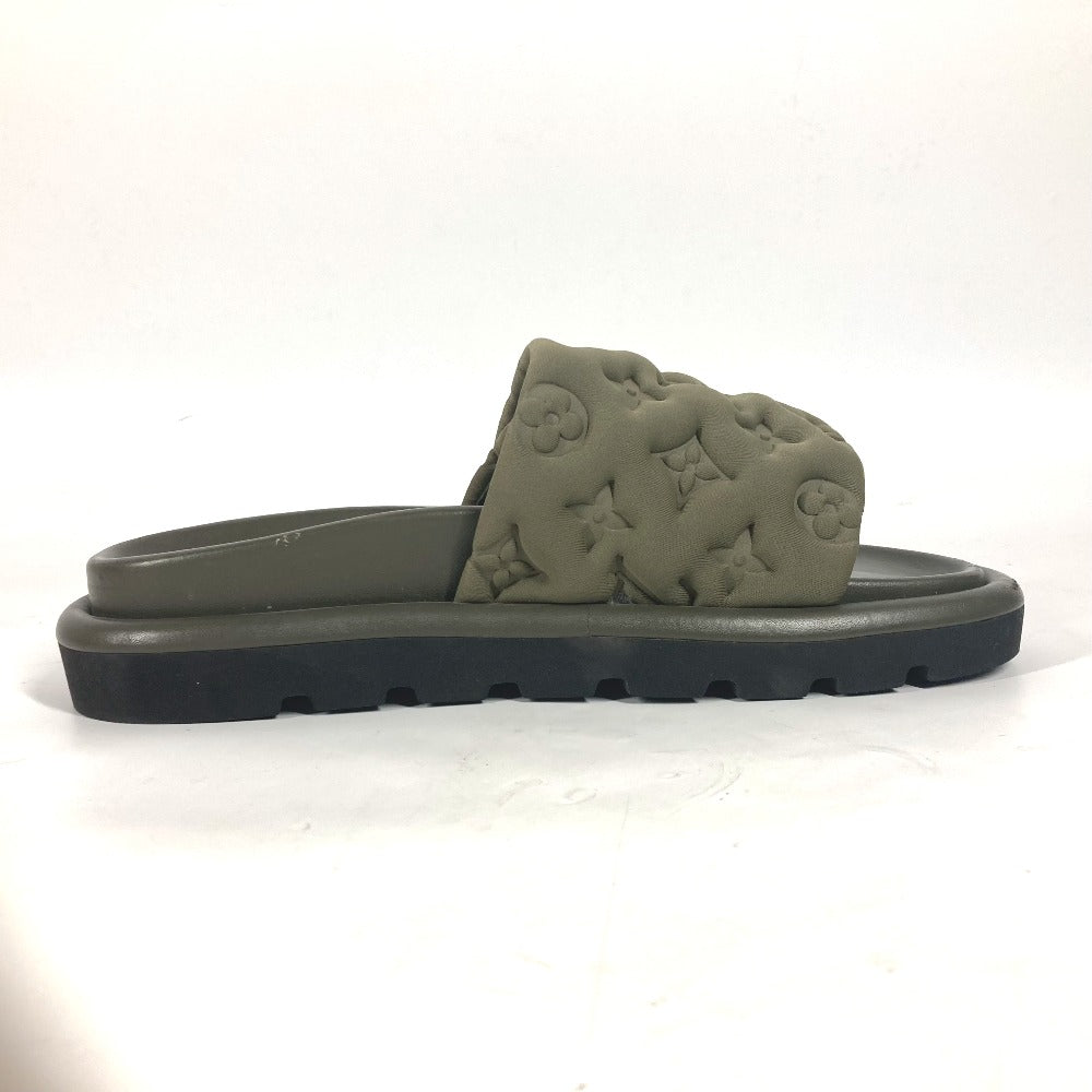LOUIS VUITTON Sandals 1AA1EB Fabric, Technical khaki Monogram POOL PILLOW COMFORT MULES Women 38 Used Authentic