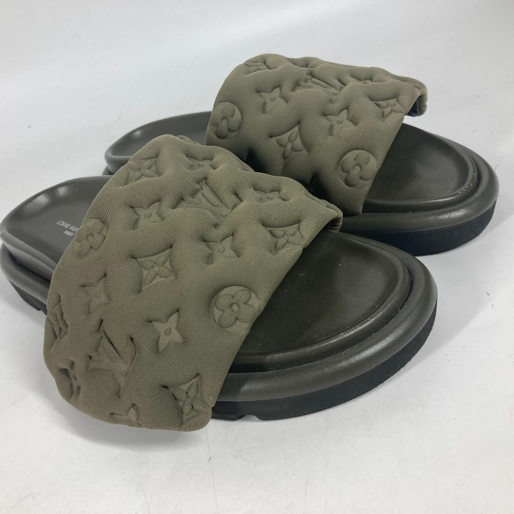 LOUIS VUITTON Sandals 1AA1EB Fabric, Technical khaki Monogram POOL PILLOW COMFORT MULES Women 38 Used Authentic