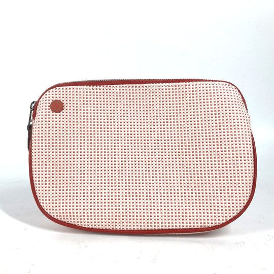 HERMES Pouch H103607M 02 cotton Orange Echape Women Used Authentic