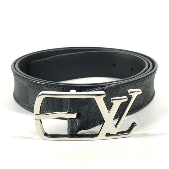 LOUIS VUITTON belt M6057T Damier Grafitto Canvas black Damier Grafitte Saint Tulle Neogram mens 95 Used Authentic