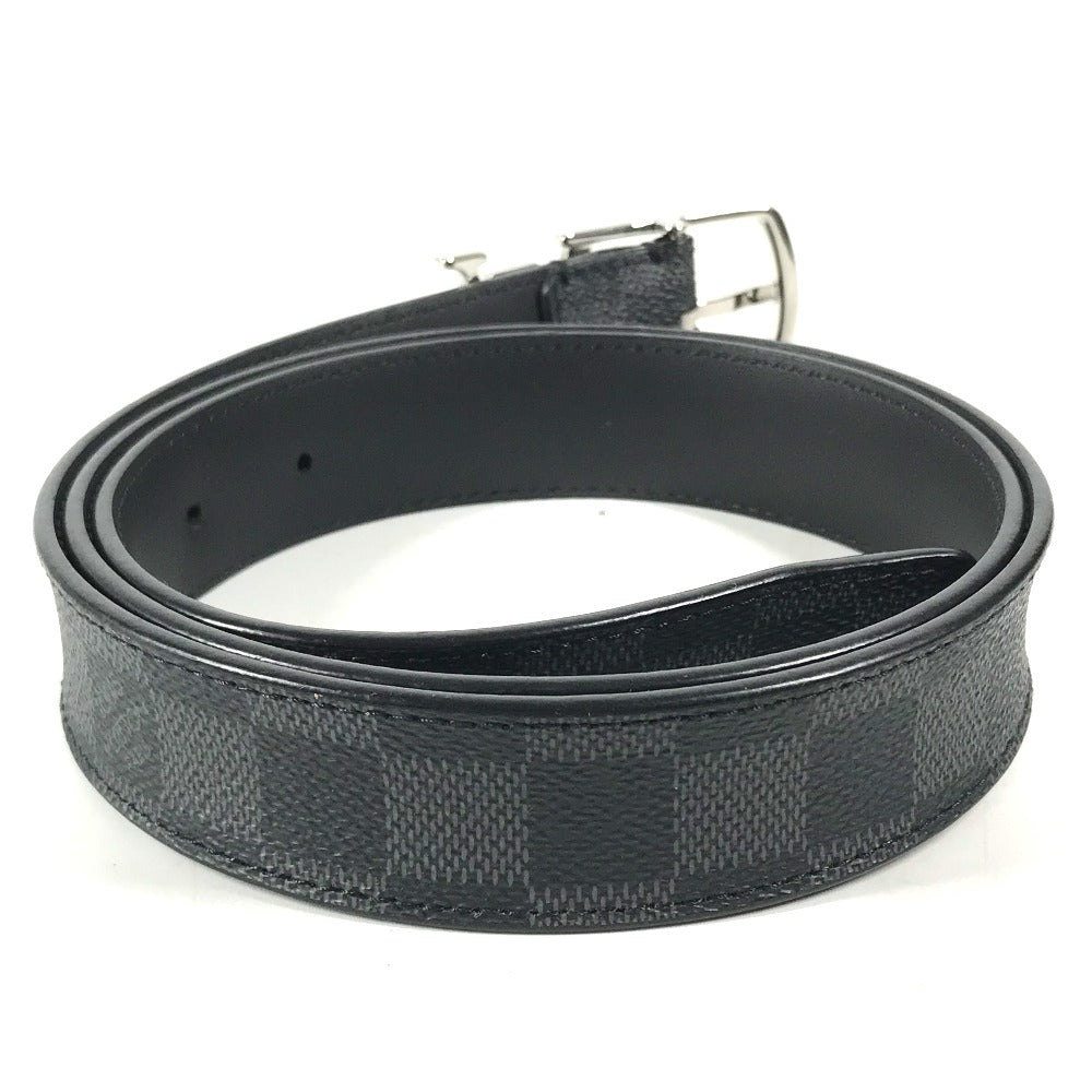 LOUIS VUITTON belt M6057T Damier Grafitto Canvas black Damier Grafitte Saint Tulle Neogram mens 95 Used Authentic
