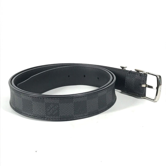 LOUIS VUITTON belt M6057T Damier Grafitto Canvas black Damier Grafitte Saint Tulle Neogram mens 95 Used Authentic