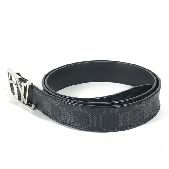 LOUIS VUITTON belt M6057T Damier Grafitto Canvas black Damier Grafitte Saint Tulle Neogram mens 95 Used Authentic