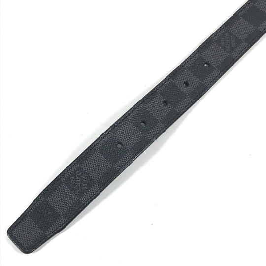 LOUIS VUITTON belt M6057T Damier Grafitto Canvas black Damier Grafitte Saint Tulle Neogram mens 95 Used Authentic