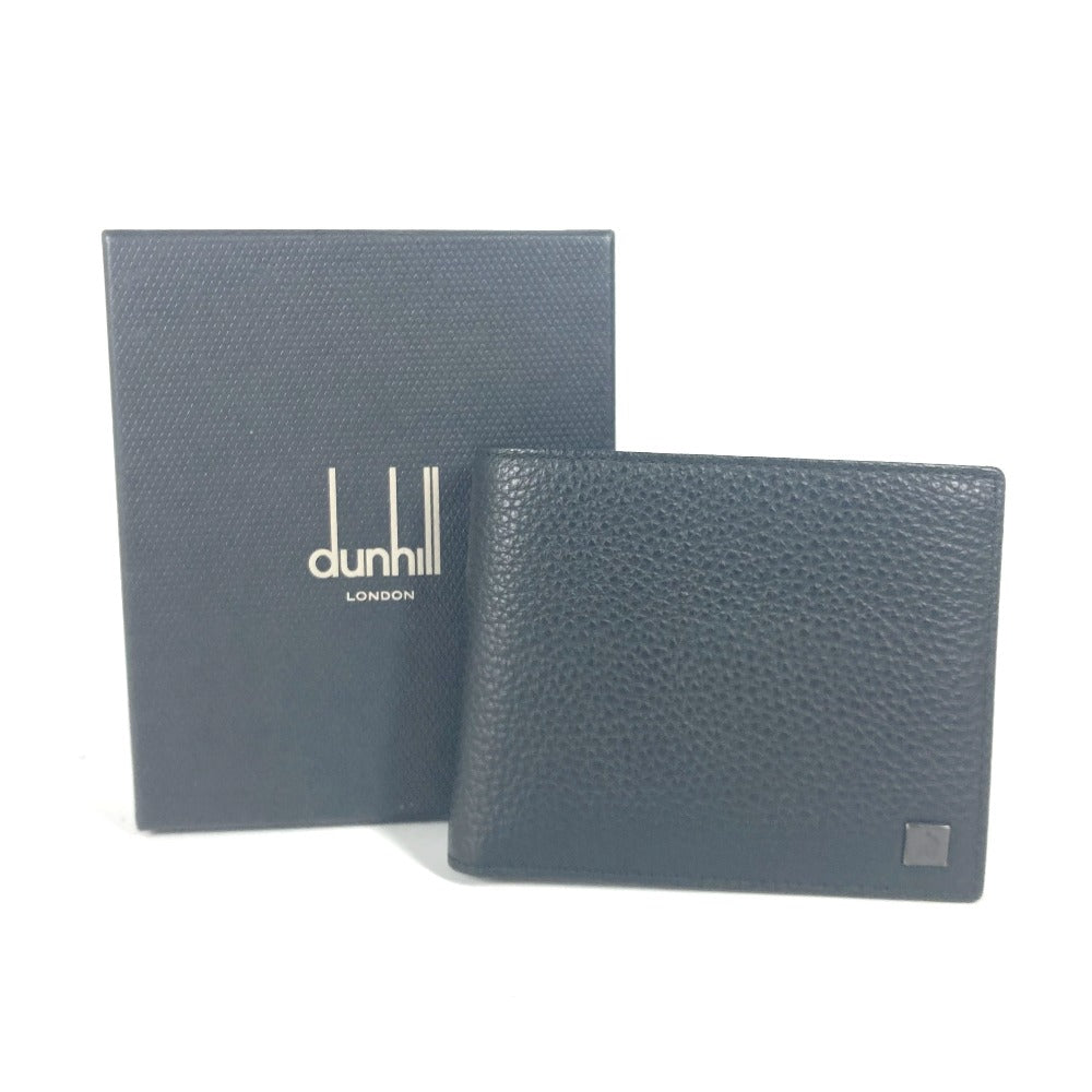 Dunhill Folded wallet leather black logo mens Used Authentic