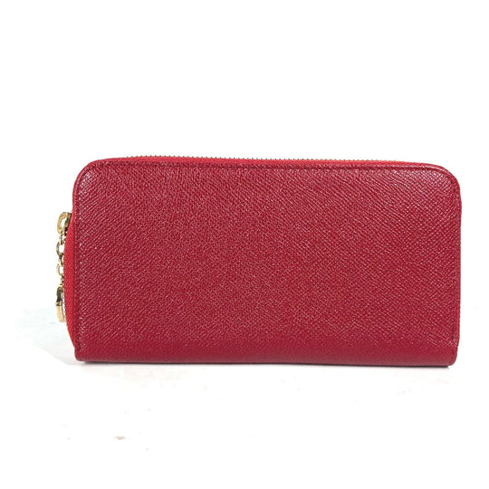 BVLGARI Long Wallet Purse leather Red Bvlgari Bvlgari logo unisex(Unisex) Used Authentic