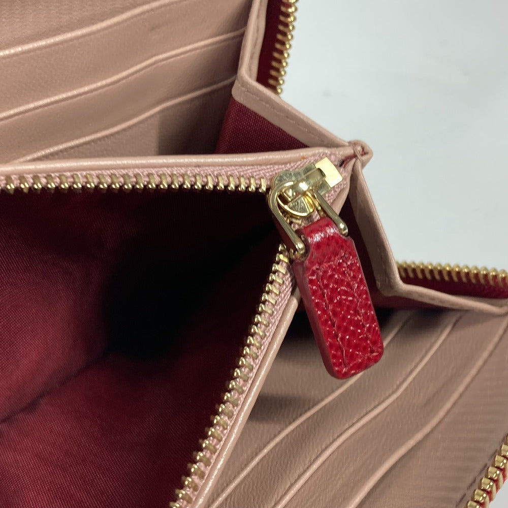 BVLGARI Long Wallet Purse leather Red Bvlgari Bvlgari logo unisex(Unisex) Used Authentic