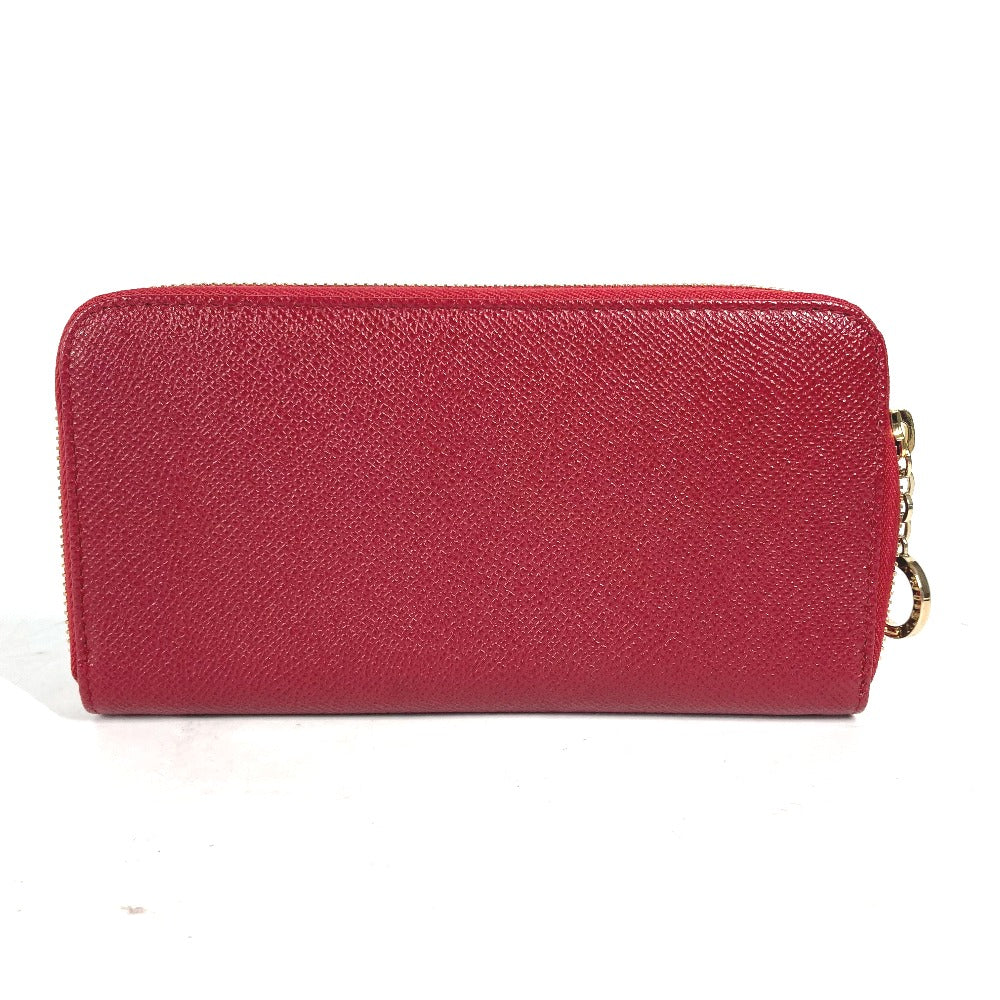 BVLGARI Long Wallet Purse leather Red Bvlgari Bvlgari logo unisex(Unisex) Used Authentic