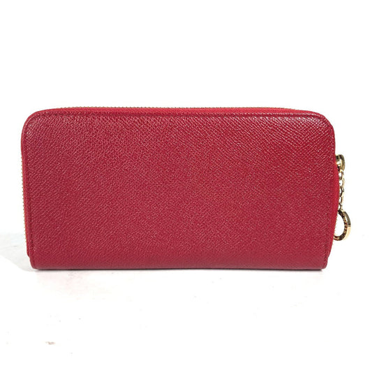 BVLGARI Long Wallet Purse leather Red Bvlgari Bvlgari logo unisex(Unisex) Used Authentic