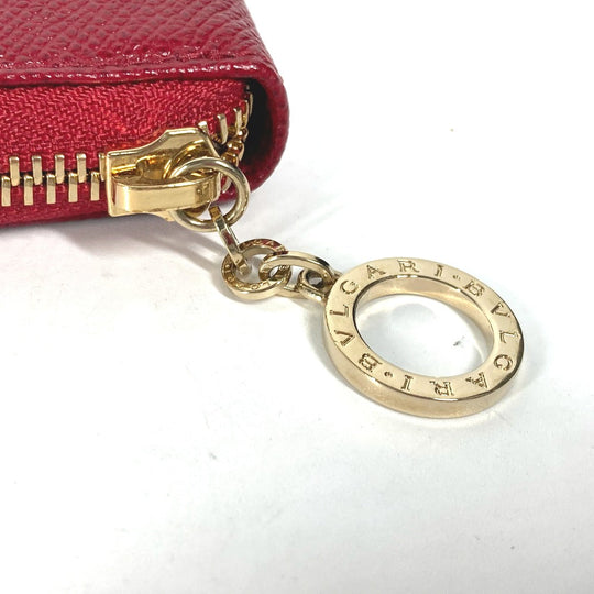 BVLGARI Long Wallet Purse leather Red Bvlgari Bvlgari logo unisex(Unisex) Used Authentic