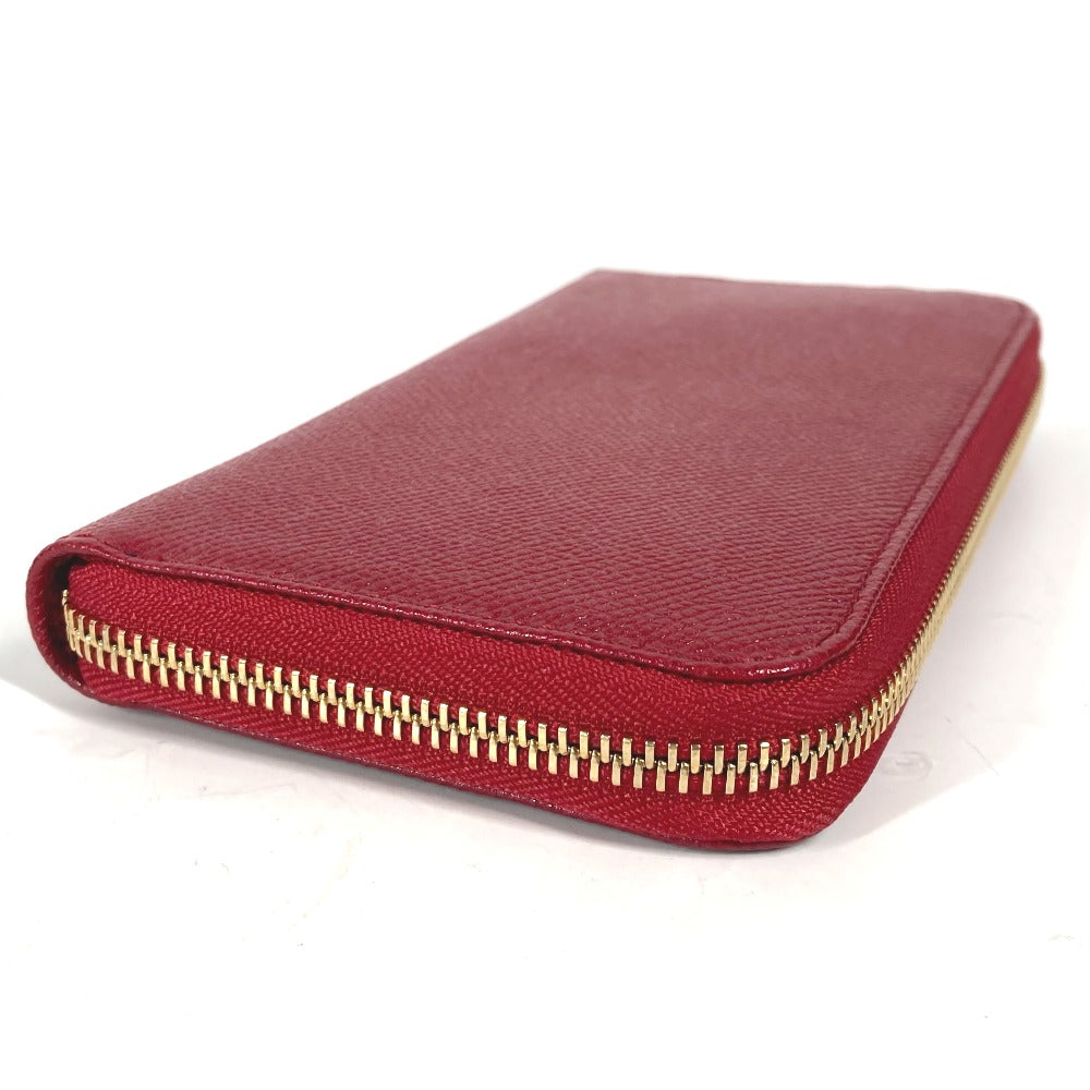 BVLGARI Long Wallet Purse leather Red Bvlgari Bvlgari logo unisex(Unisex) Used Authentic