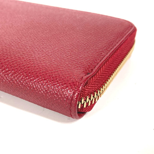 BVLGARI Long Wallet Purse leather Red Bvlgari Bvlgari logo unisex(Unisex) Used Authentic