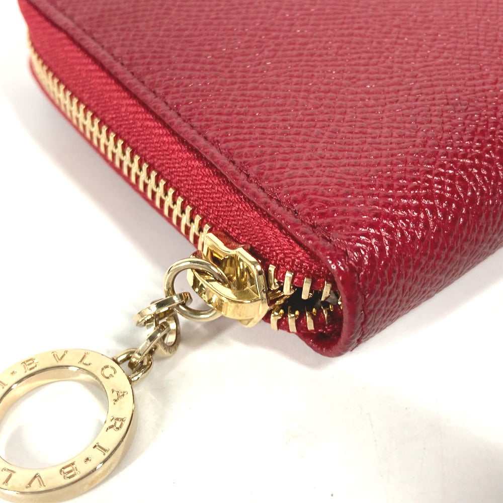BVLGARI Long Wallet Purse leather Red Bvlgari Bvlgari logo unisex(Unisex) Used Authentic