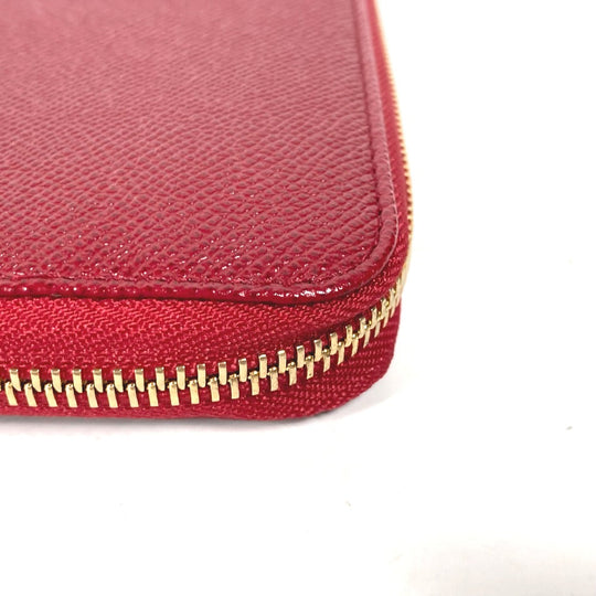 BVLGARI Long Wallet Purse leather Red Bvlgari Bvlgari logo unisex(Unisex) Used Authentic