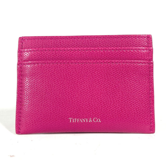 TIFFANY&Co. Card Case leather pink logo Women Used Authentic