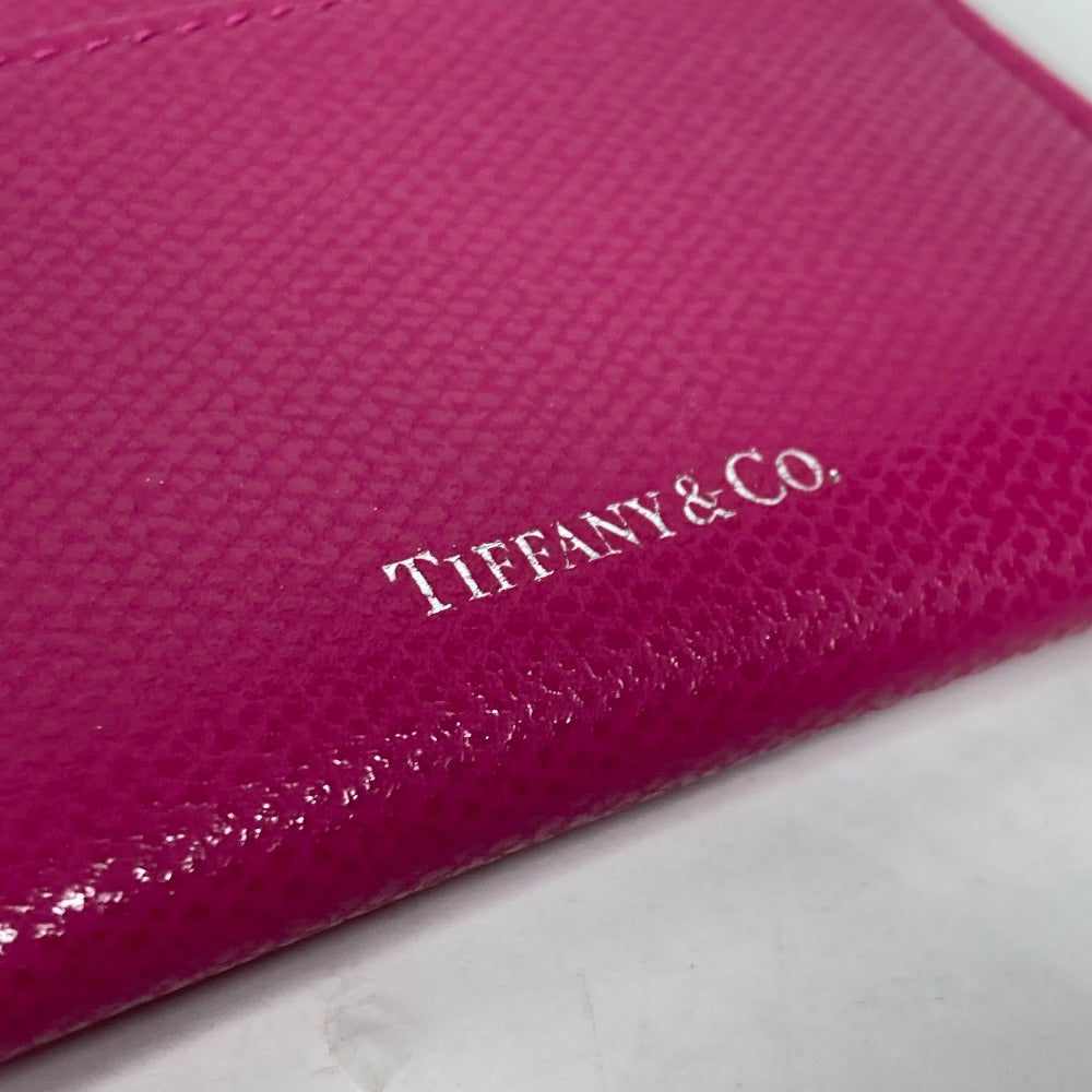 TIFFANY&Co. Card Case leather pink logo Women Used Authentic