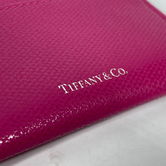 TIFFANY&Co. Card Case leather pink logo Women Used Authentic