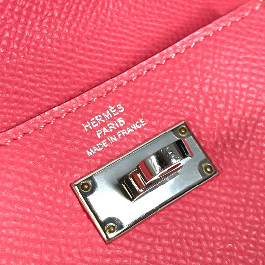 HERMES Coin case Epsom pink Coin Pocket Kelly pocket compact Women Used Authentic