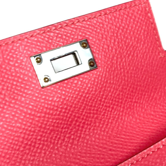 HERMES Coin case Epsom pink Coin Pocket Kelly pocket compact Women Used Authentic