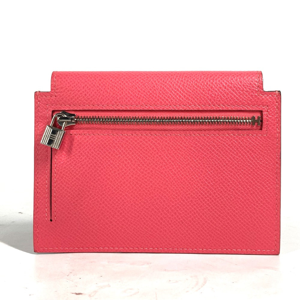 HERMES Coin case Epsom pink Coin Pocket Kelly pocket compact Women Used Authentic