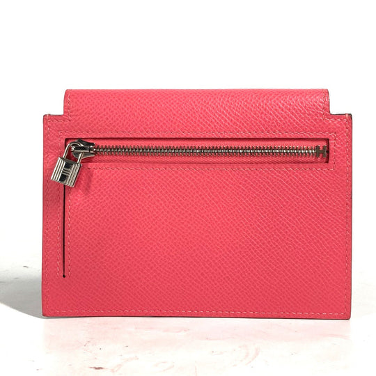 HERMES Coin case Epsom pink Coin Pocket Kelly pocket compact Women Used Authentic