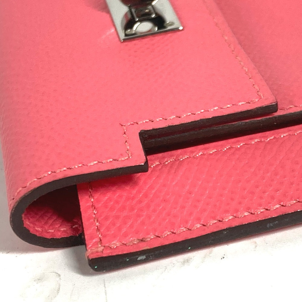 HERMES Coin case Epsom pink Coin Pocket Kelly pocket compact Women Used Authentic