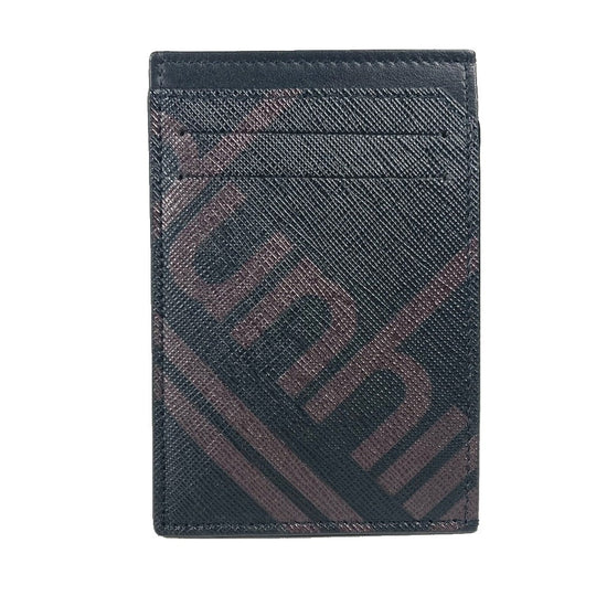 Dunhill Card Case leather black logo mens Used Authentic
