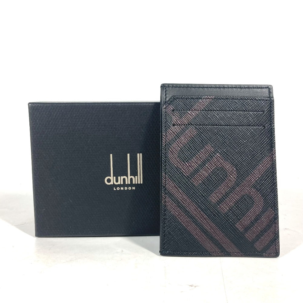 Dunhill Card Case leather black logo mens Used Authentic