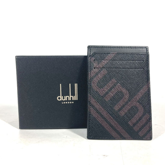 Dunhill Card Case leather black logo mens Used Authentic