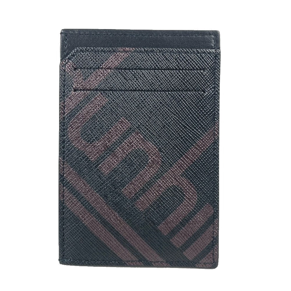 Dunhill Card Case leather black logo mens Used Authentic