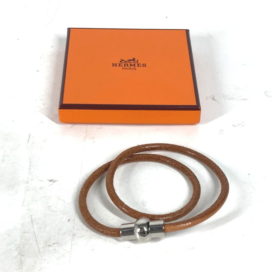 HERMES choker leather Brown