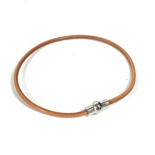 HERMES choker leather Brown