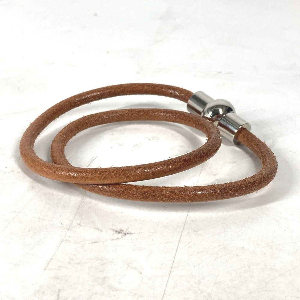 HERMES choker leather Brown