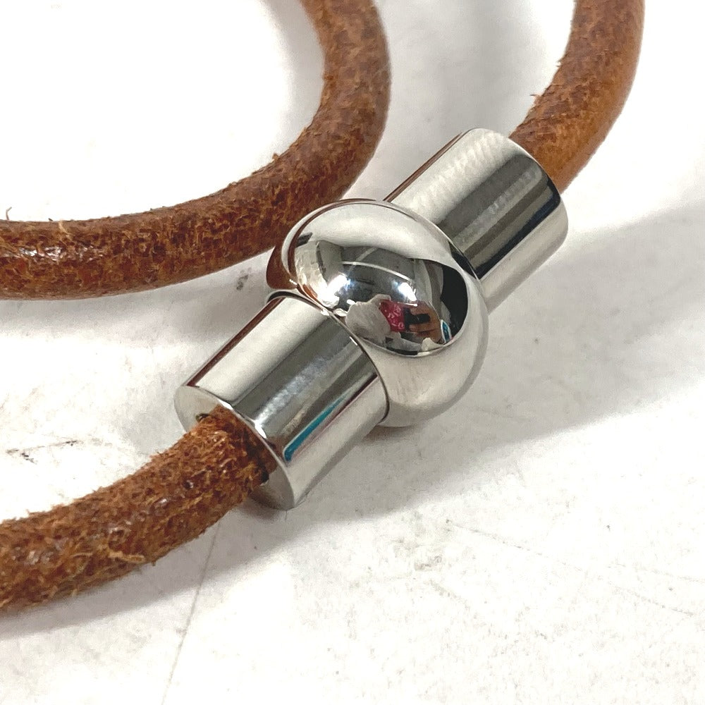 HERMES choker leather Brown