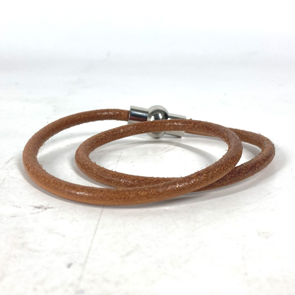 HERMES choker leather Brown