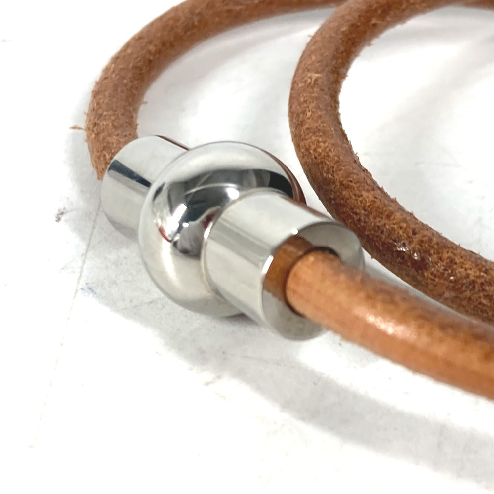 HERMES choker leather Brown