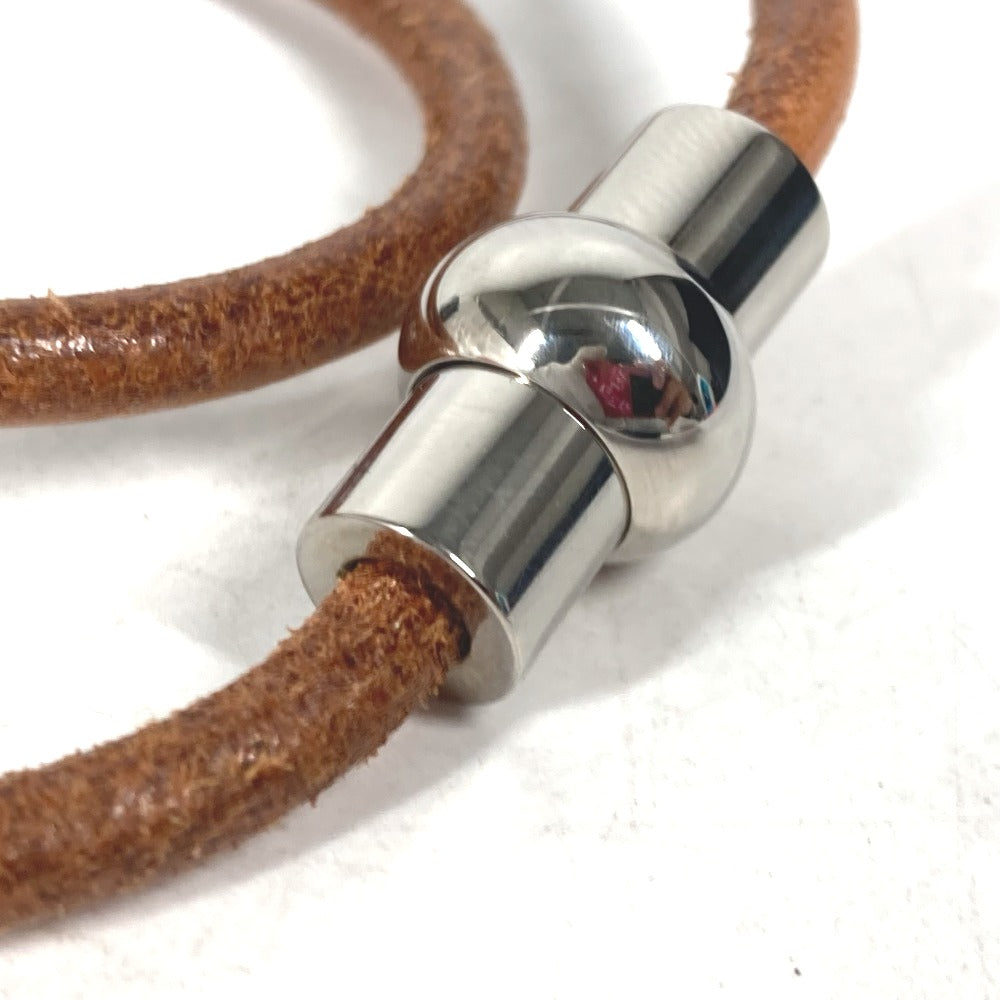 HERMES choker leather Brown