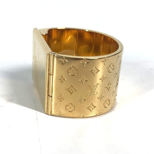 LOUIS VUITTON Scarf ring M00226 metal gold Monogram Textile Brooch Nanogram